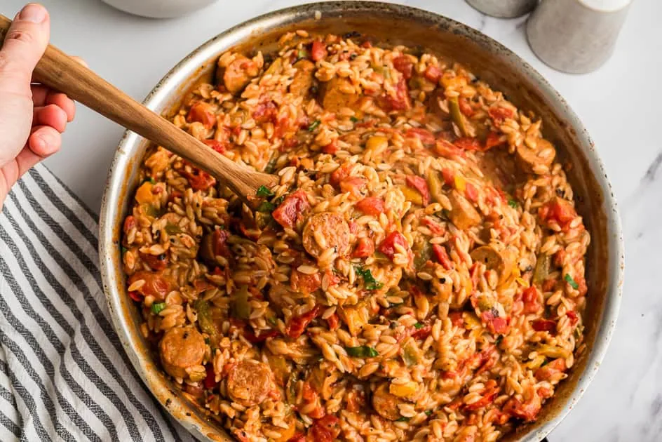 Quick Creamy Cajun Sausage Orzo Recipe